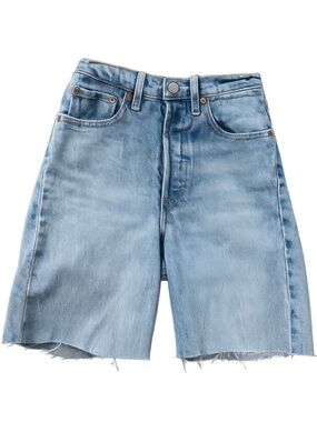 Levi's Rib Cage Bermuda Light Blue Cutoff Boyfriend Denim Shorts, Size 24
